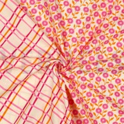 FINE POPLIN FLOWERS & CHECKS OFF WHITE (thumbnail) #3