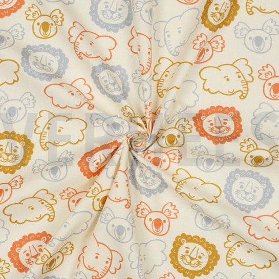 KATOENEN POPLIN SAFARI DIEREN ECRU #7