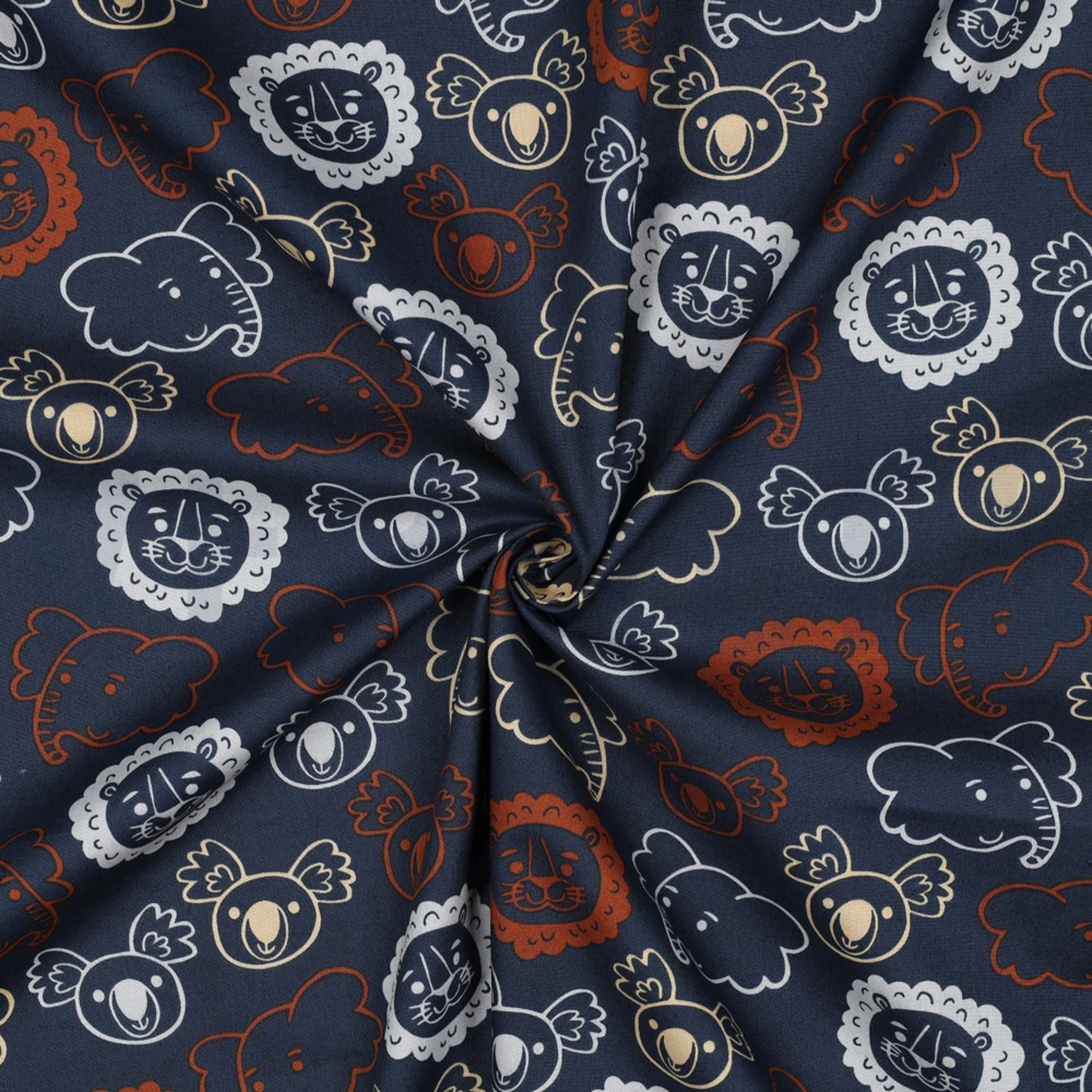 FINE POPLIN SAFARI ANIMALS NAVY (high resolution) #3