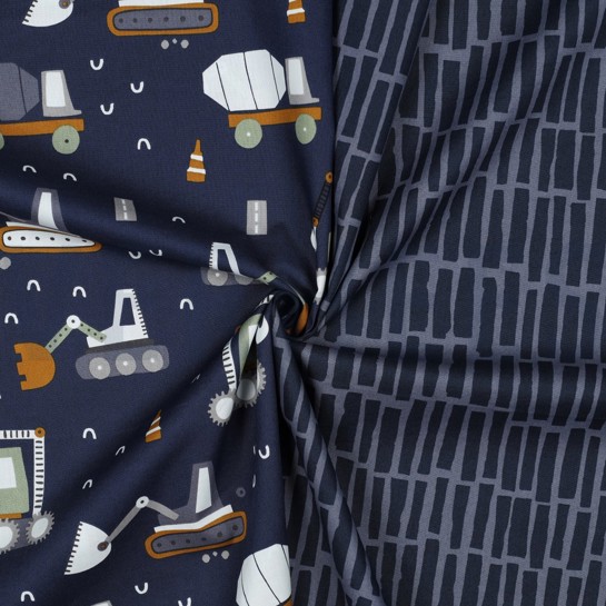 KATOENEN POPLIN VOERTUIGEN MARINEBLAUW #7