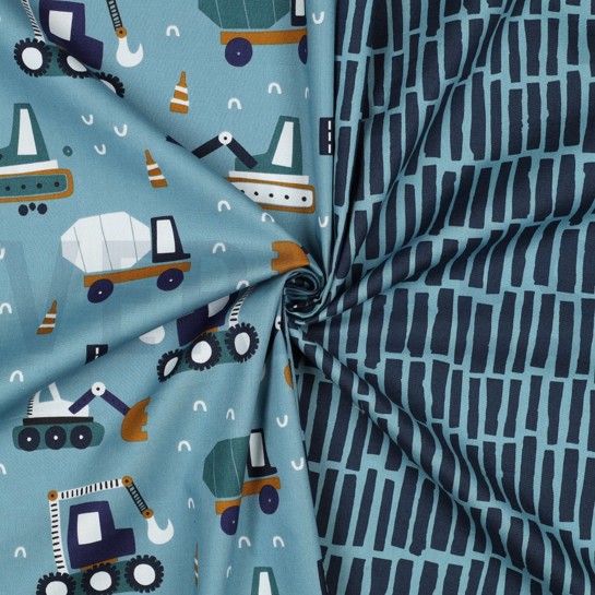 KATOENEN POPLIN VOERTUIGEN PETROL #7