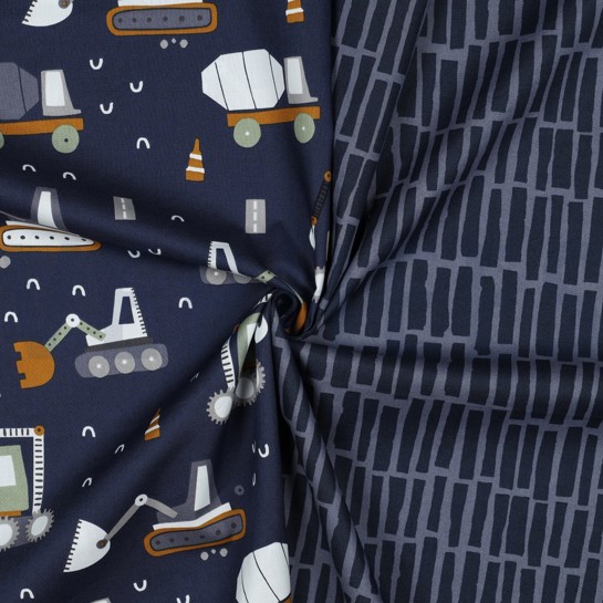 KATOENEN POPLIN VOERTUIGEN MARINEBLAUW #7