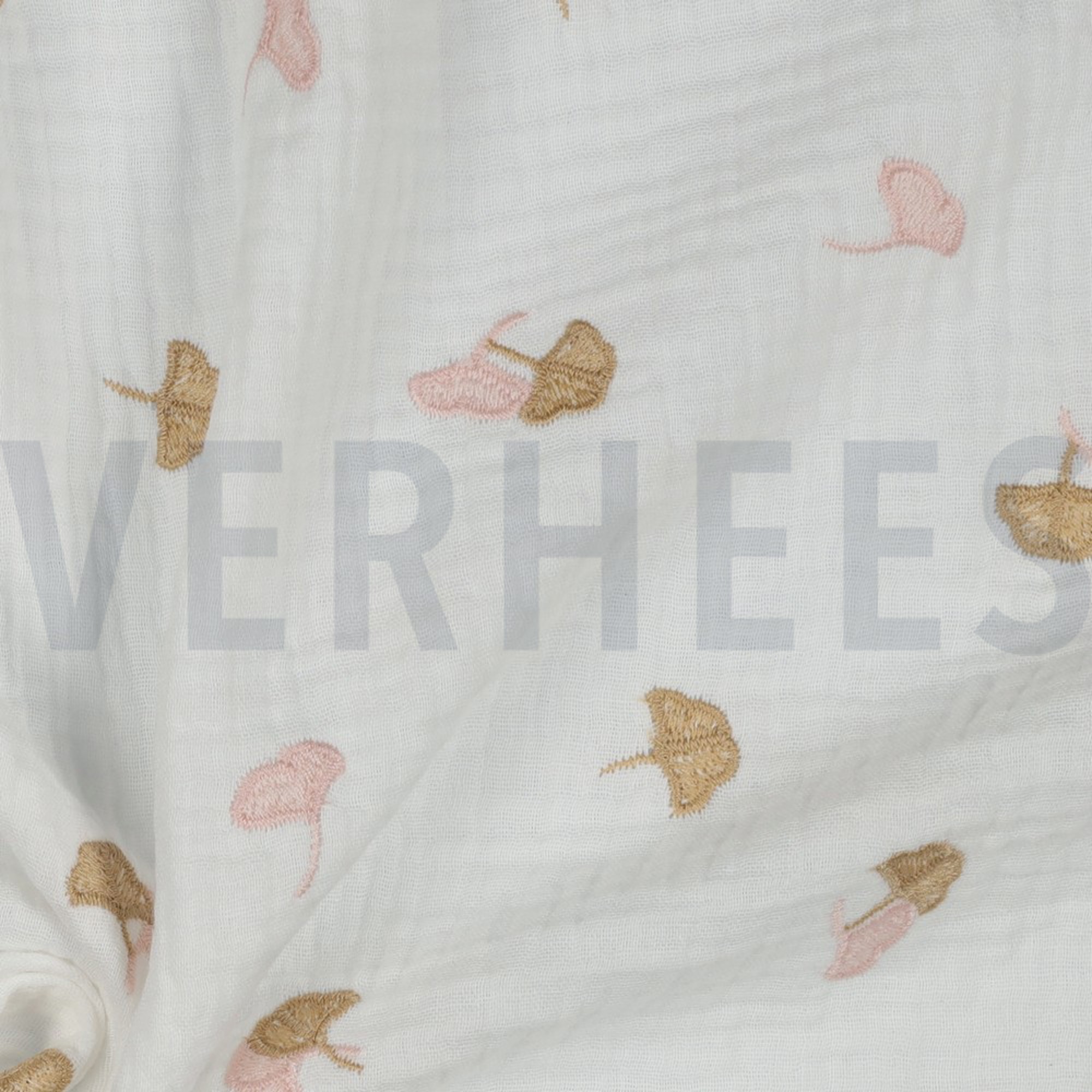 DOUBLE GAUZE EMBROIDERY LEAVES OFF WHITE (high resolution) #3