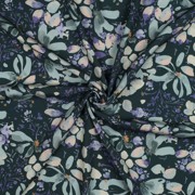 VISCOSE POPLIN STRETCH DIGITAL FLOWERS PETROL (thumbnail) #3