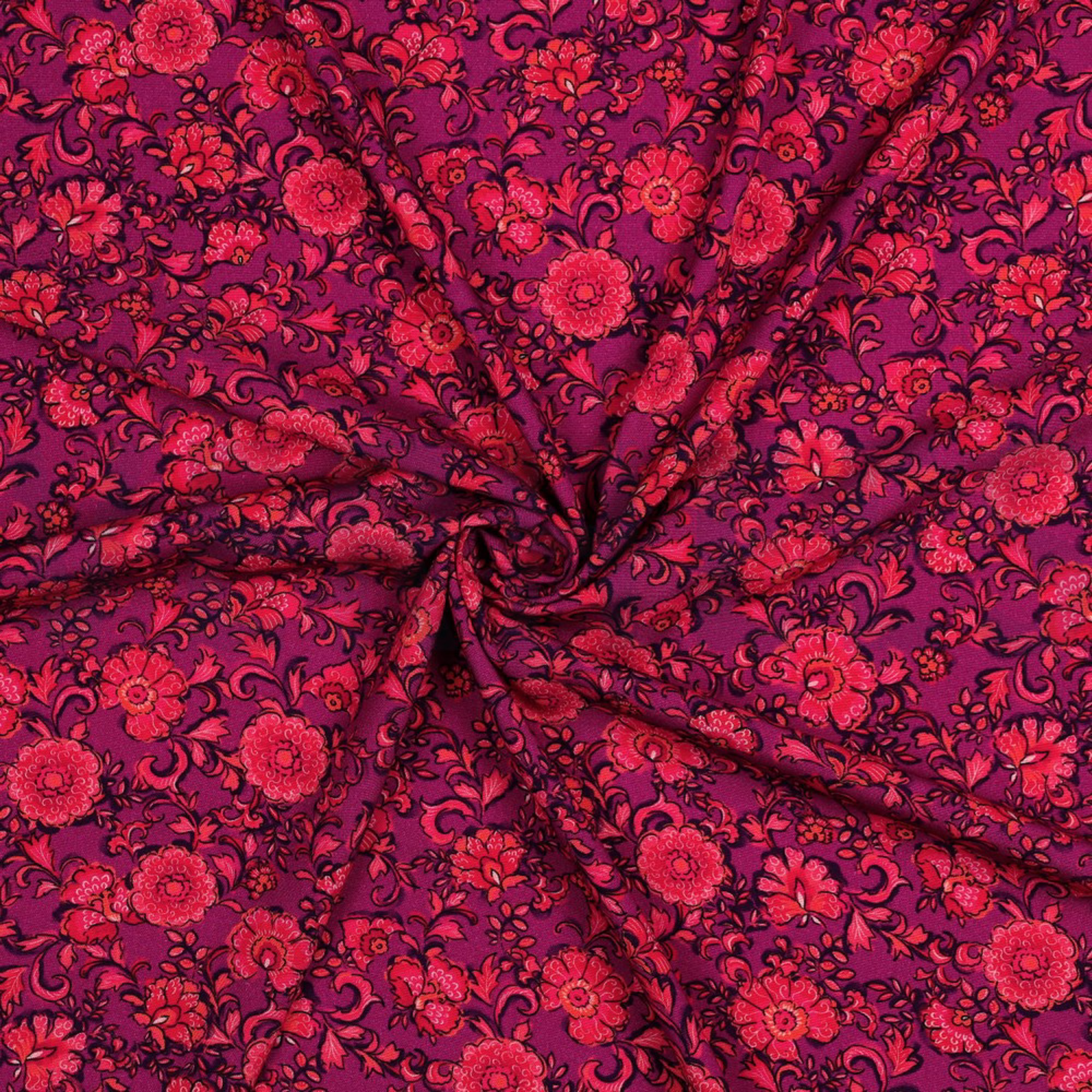 VISCOSE POPLIN STRETCH DIGITAL FLOWERS FUCHSIA (high resolution) #3