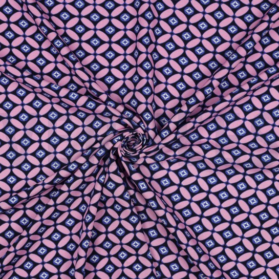 LENZING™ ECOVERO™ RETRO MARINEBLAU / HELLROSA #7