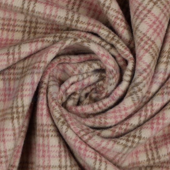 GEBORSTELDE MANTELSTOF RUITEN ZAND / LICHTROZE #7