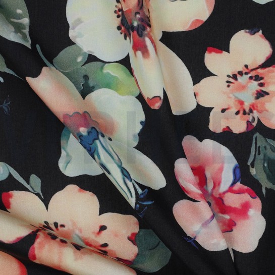VISCOSE RADIANCE DIGITAAL BLOEMEN ZWART #7