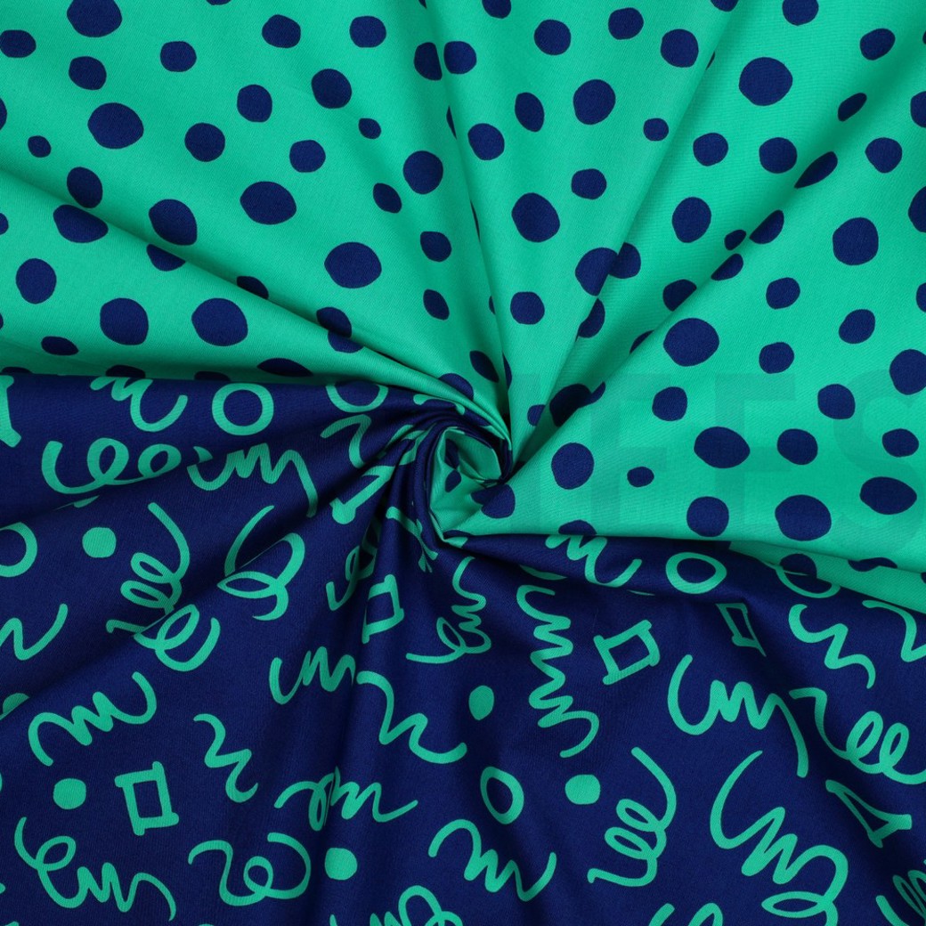FINE POPLIN GEOMETRICS NAVY/ PETROL #3