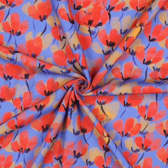 VISCOSE RADIANCE DIGITAL FLOWERS BLUE #7