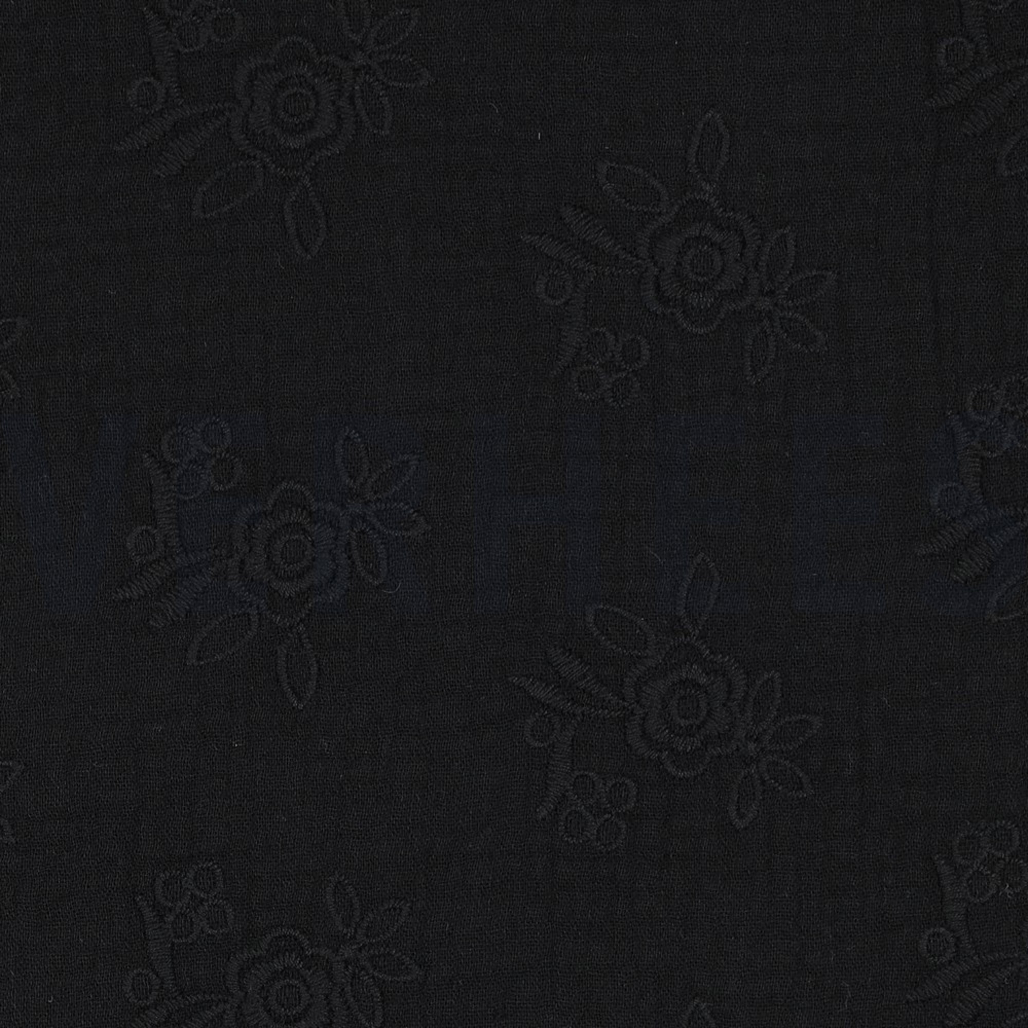 DOUBLE GAUZE EMBROIDERY FLOWERS BLACK (high resolution) #3