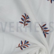 DOUBLE GAUZE EMBROIDERY LEAVES WHITE (thumbnail) #3