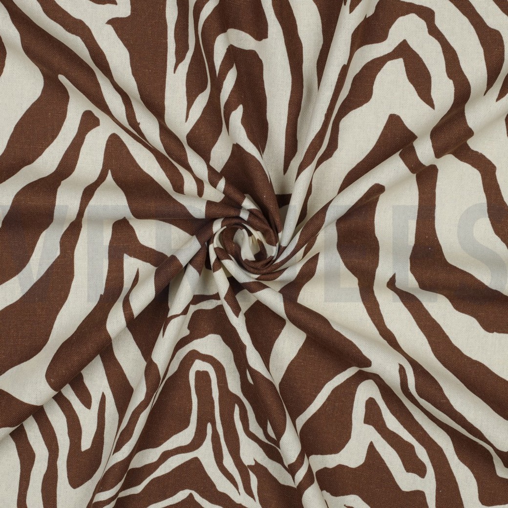 LINEN VISCOSE ANIMAL SKIN BROWN #3