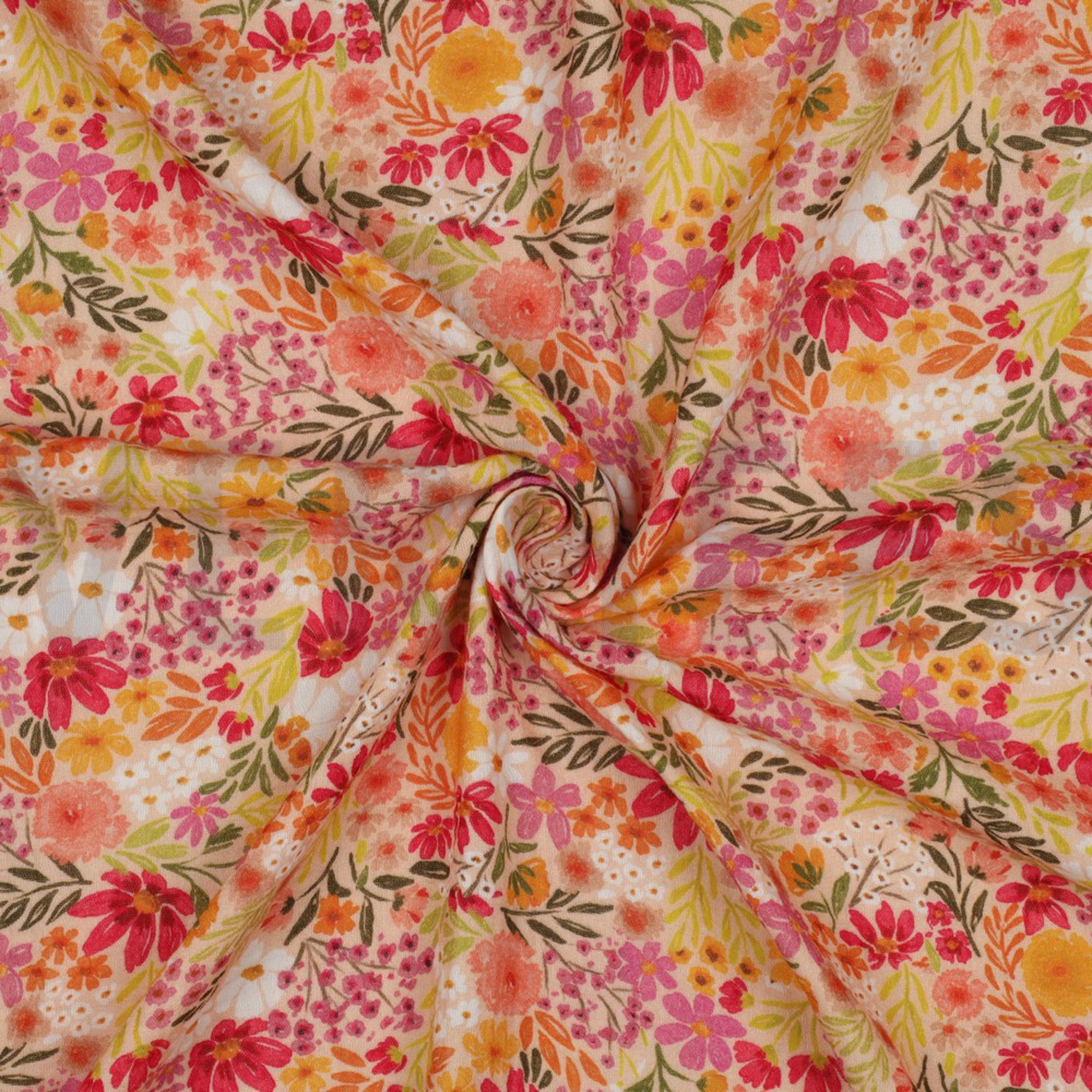DOUBLE GAUZE DIGITAL FLOWERS PEACH (high resolution) #3