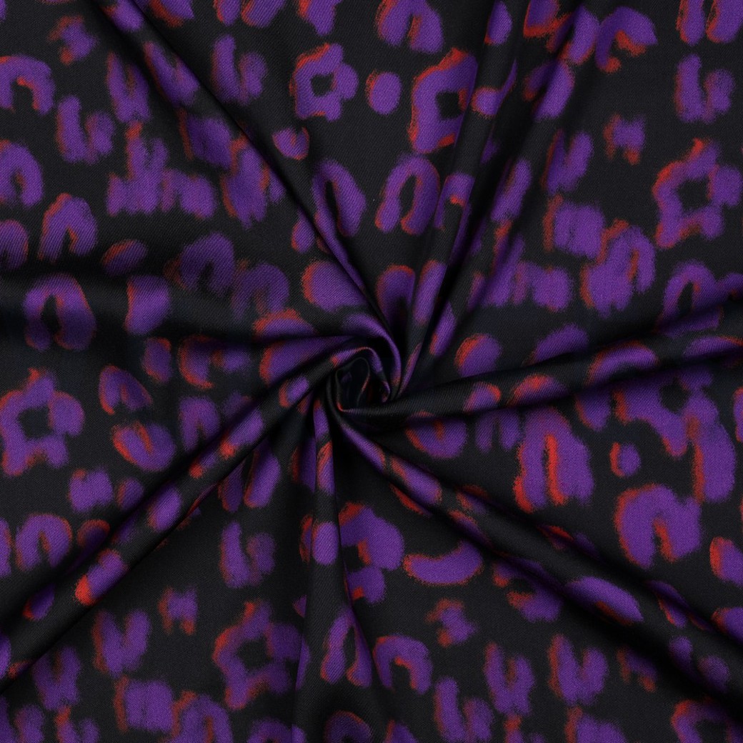 VISCOSE SATIN DIGITAL ANIMAL SKIN BLACK #3