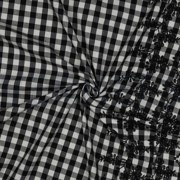 COTTON CHECKS ONE-SIDE BORDER ONE-SIDE SCALLOP BLACK / WHITE (thumbnail) #3