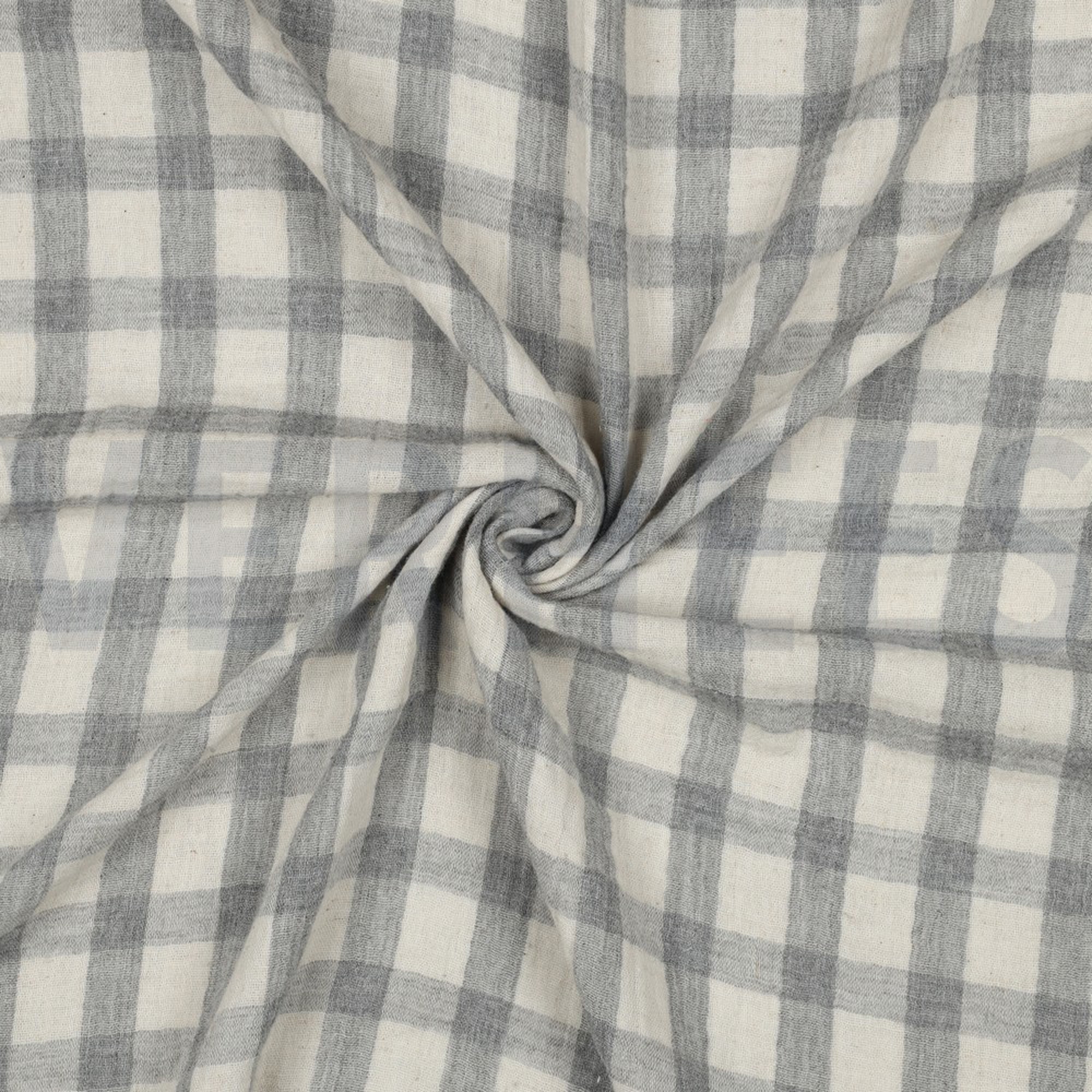 DOUBLE GAUZE LINEN YARN DYED CHECKS GREY / NATURAL (high resolution) #3