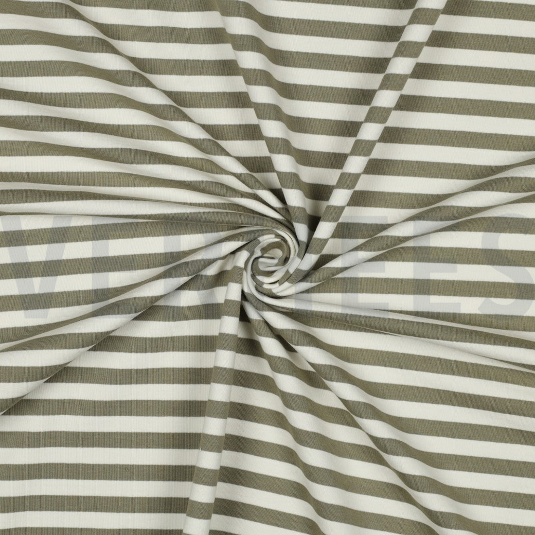 FRENCH TERRY YARN DYED STRIPES MOSS GREEN / OFF WHITE #3