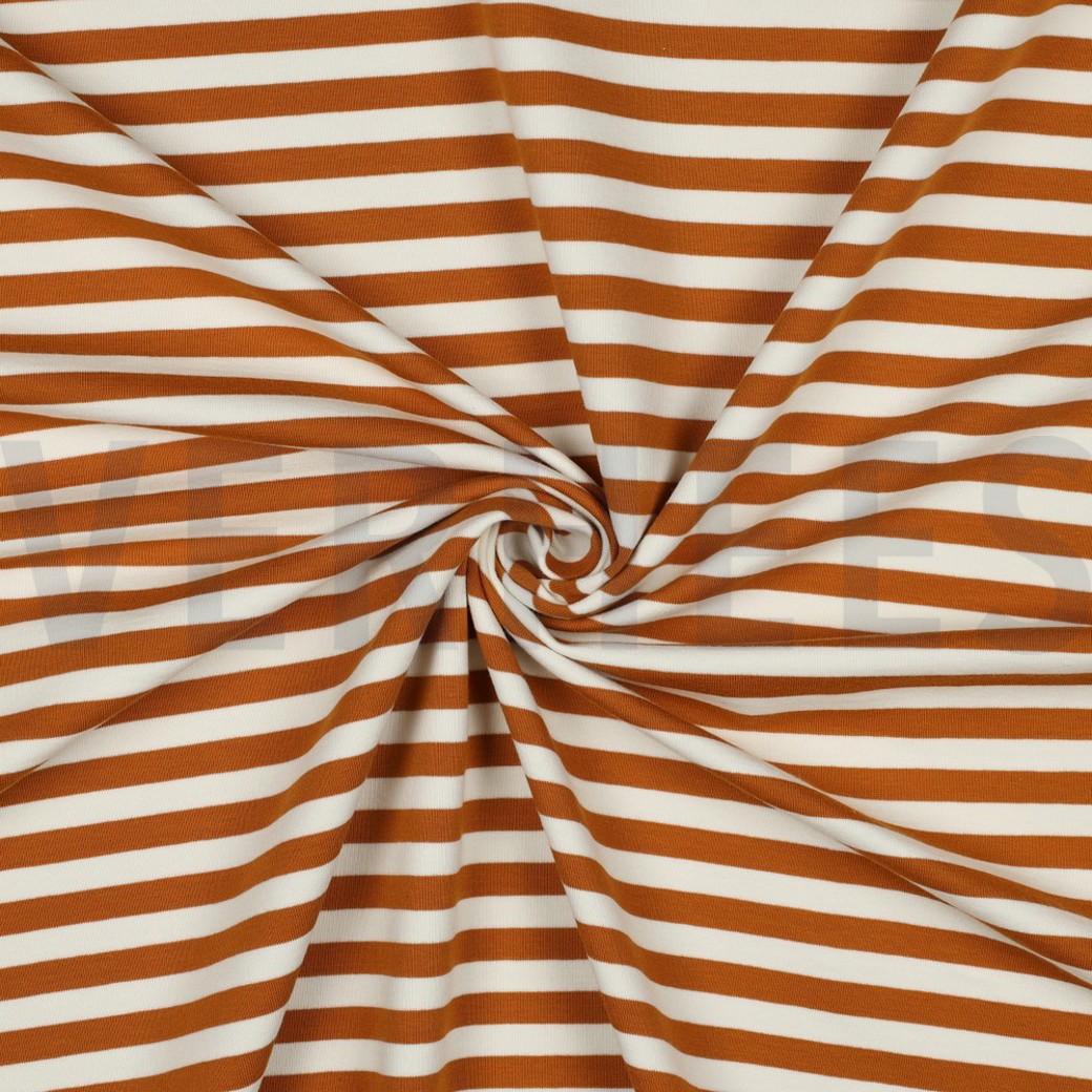 FRENCH TERRY YARN DYED STRIPES LIGHT BROWN / OFF WHITE #3