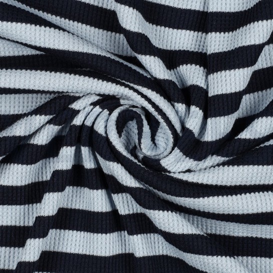 WAFFEL GARNGEFÄRBT STREIFEN MARINEBLAU / BLAU #7