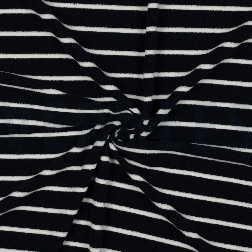 COTTON TOWELLING YARN DYED STRIPES DARK BLUE / ECRU #3