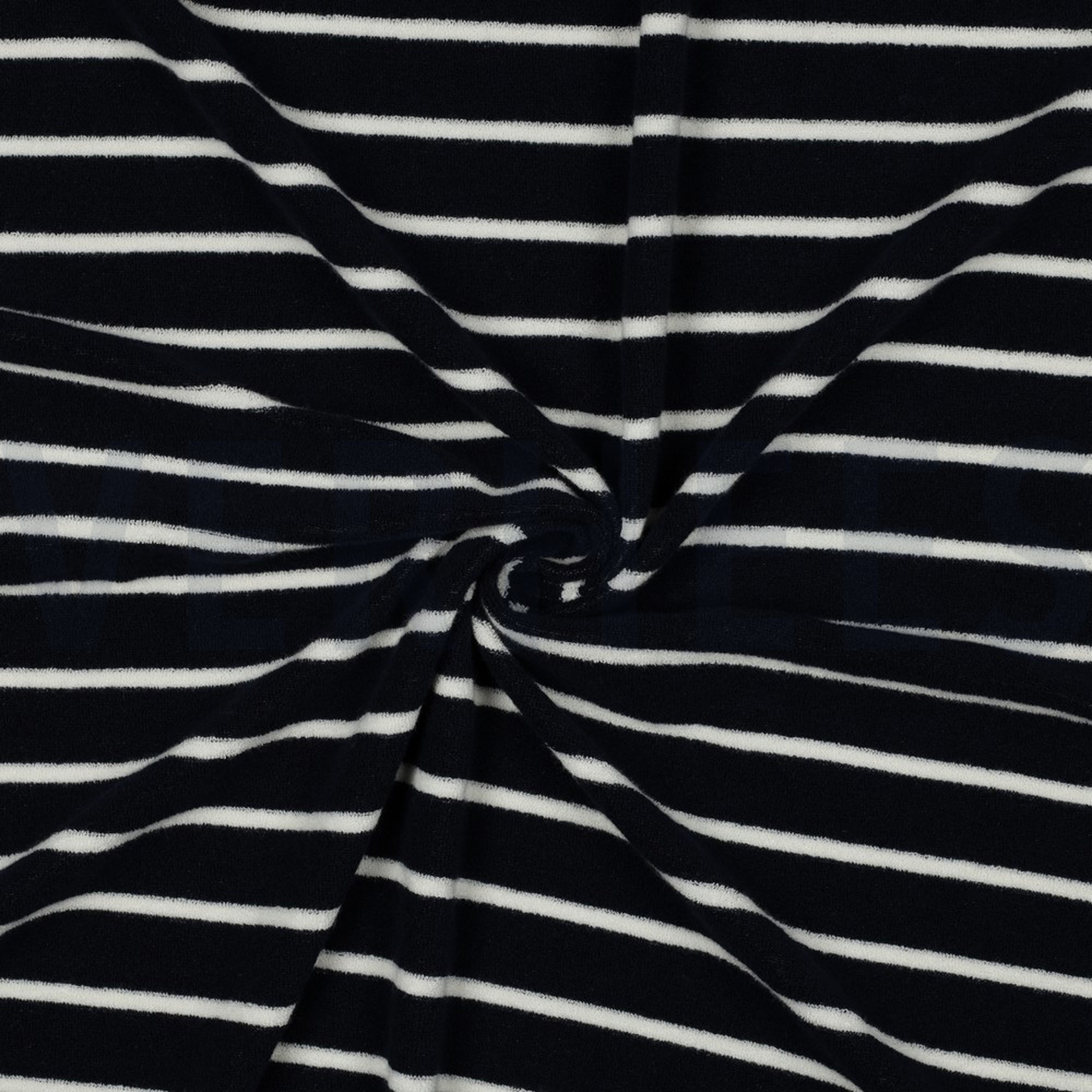 COTTON TOWELLING YARN DYED STRIPES DARK BLUE / ECRU (high resolution) #3
