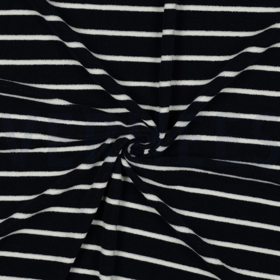 BAUMWOLLE FROTTEE GARNGEFÄRBT STREIFEN DUNKELBLAU #7