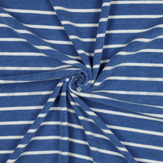COTTON TOWELLING YARN DYED STRIPES LIGHT BLUE #7