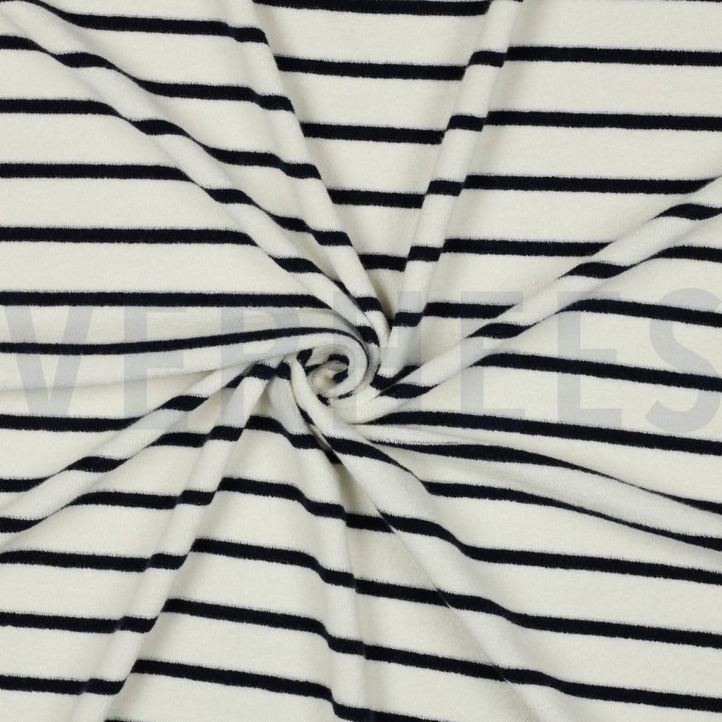 COTTON TOWELLING YARN DYED STRIPES ECRU / DARK BLUE #3