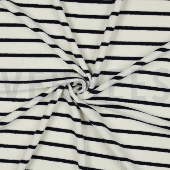 BAUMWOLLE FROTTEE GARNGEFÄRBT STREIFEN DUNKELBLAU #7