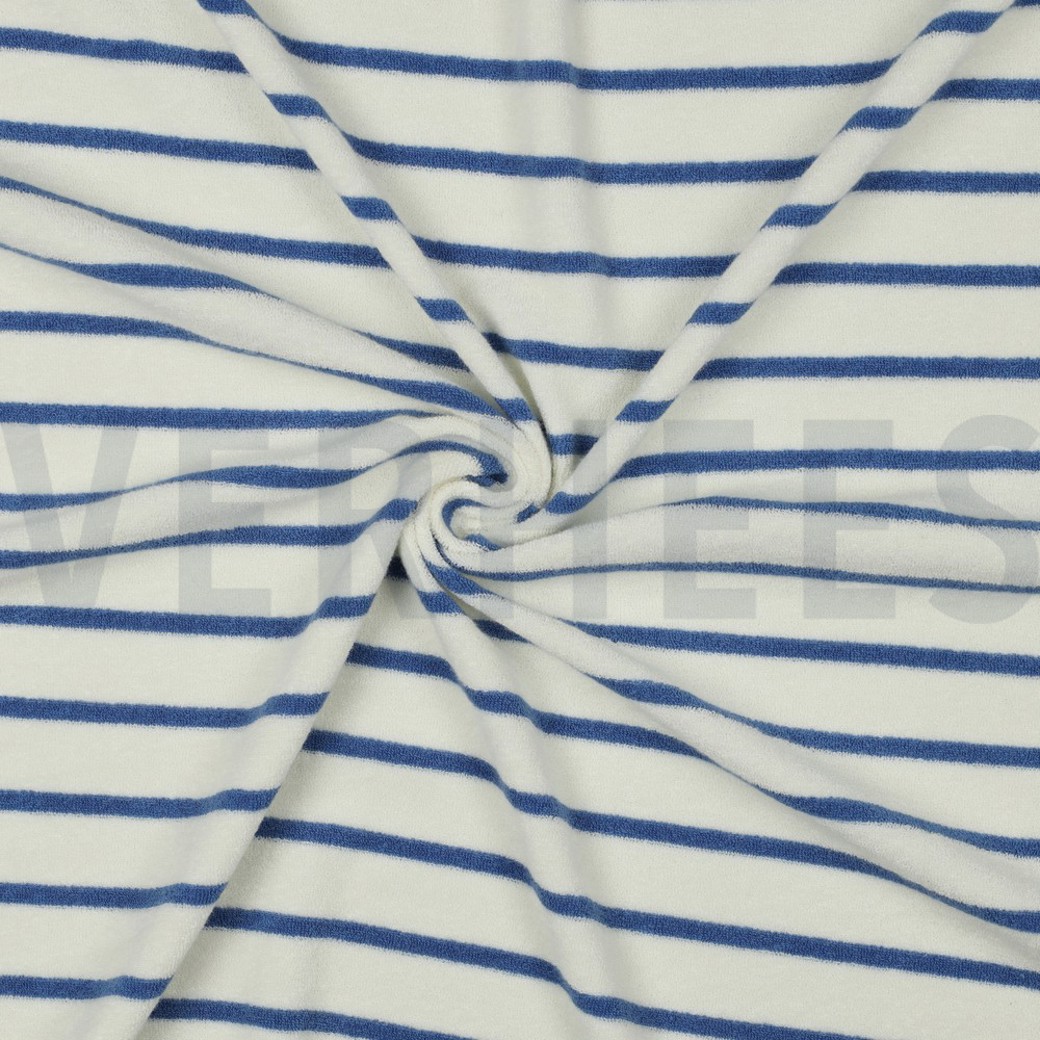 COTTON TOWELLING YARN DYED STRIPES ECRU / LIGHT BLUE #3