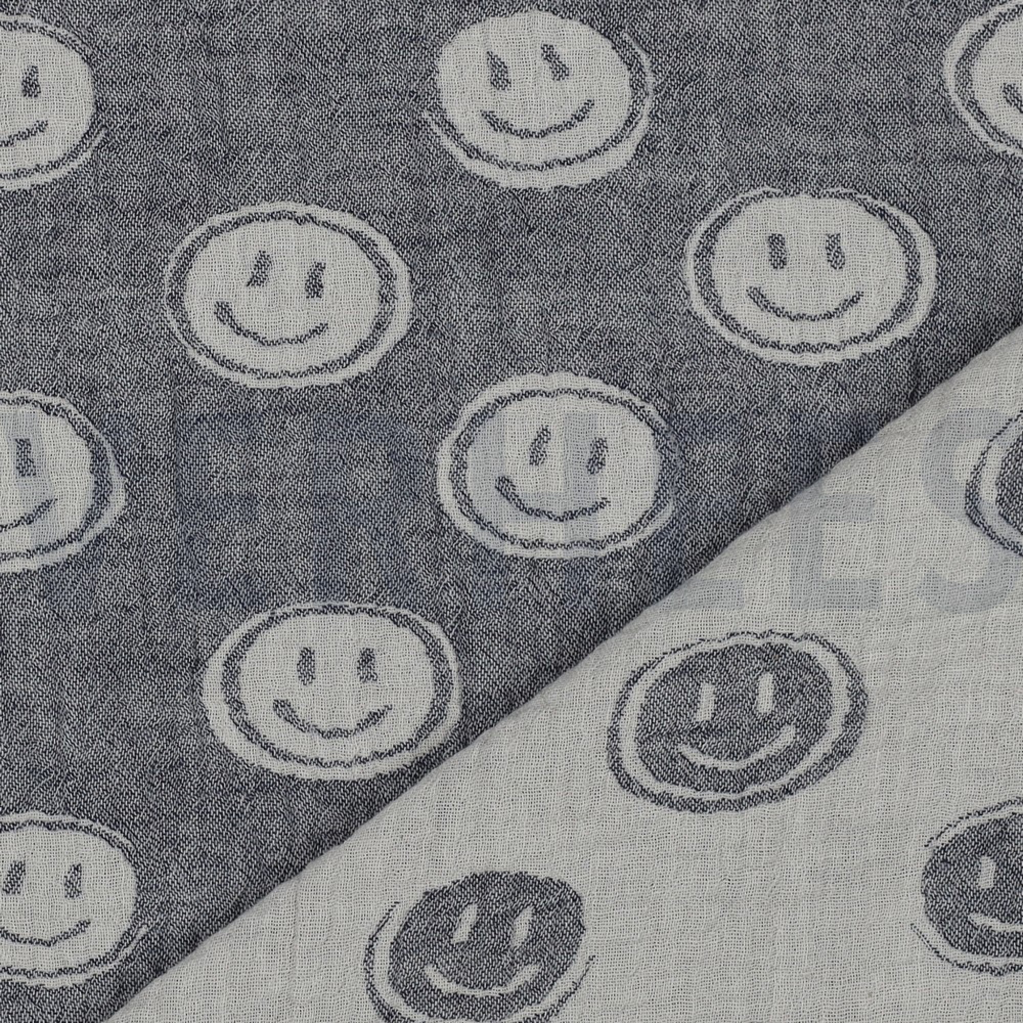 DOUBLE GAUZE JACQUARD SMILEY NAVY / ECRU (high resolution) #3
