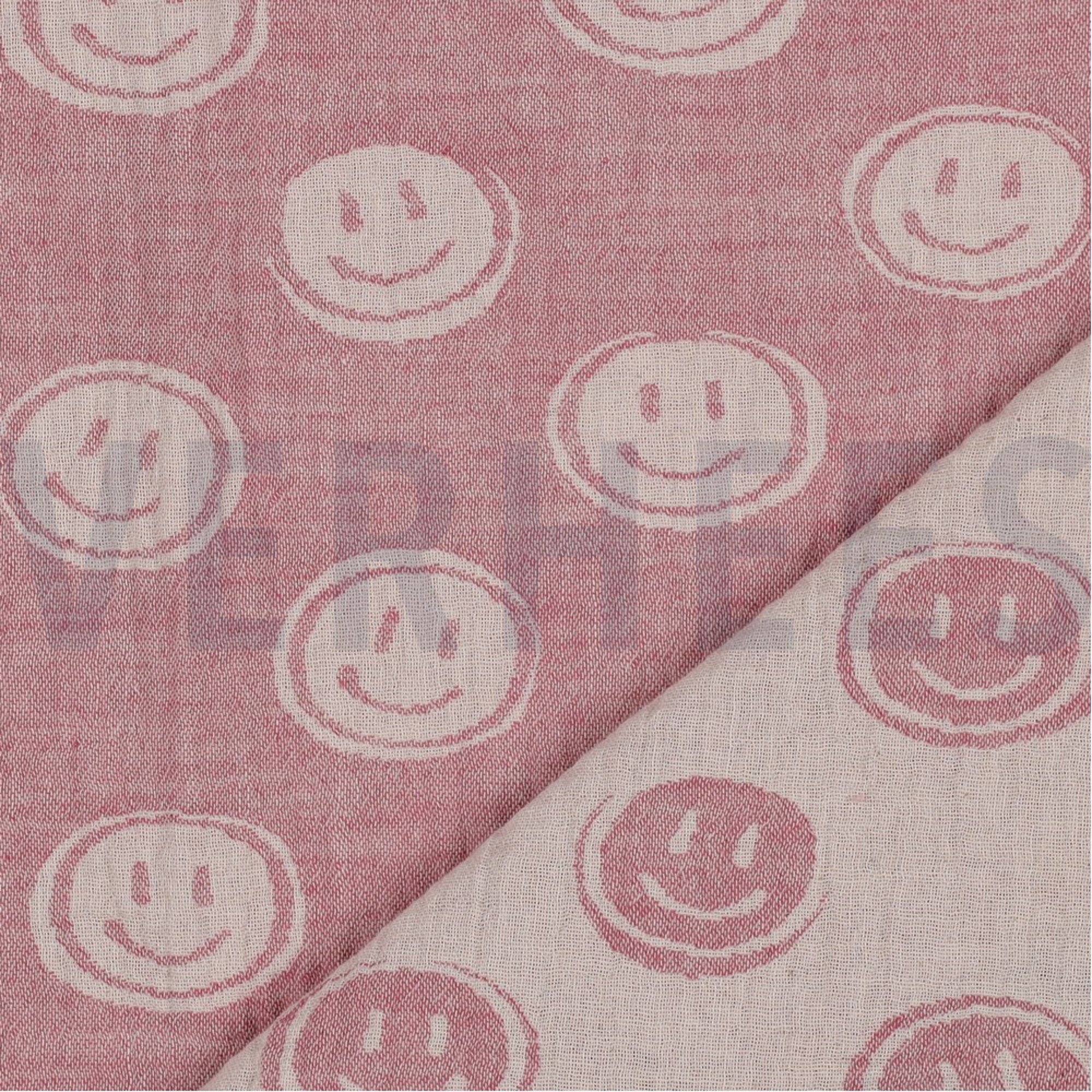 DOUBLE GAUZE JACQUARD SMILEY PINK / ECRU (high resolution) #3