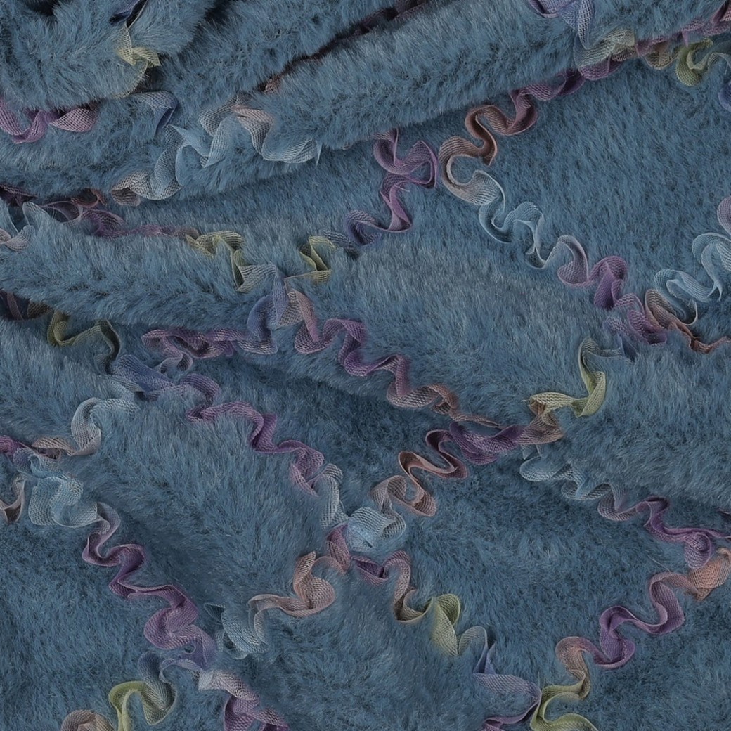 FAUX FUR WITH TULE MULTI COLOUR BLUE SHADOW #3