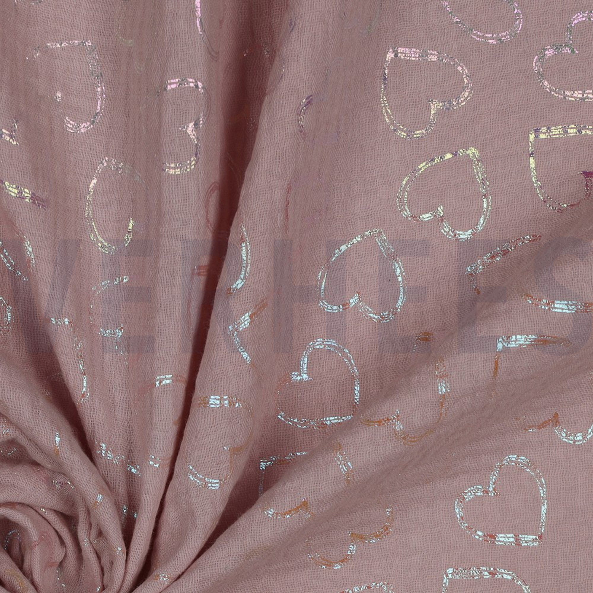 DOUBLE GAUZE FOIL HEARTS SOFT ROSE (high resolution) #3