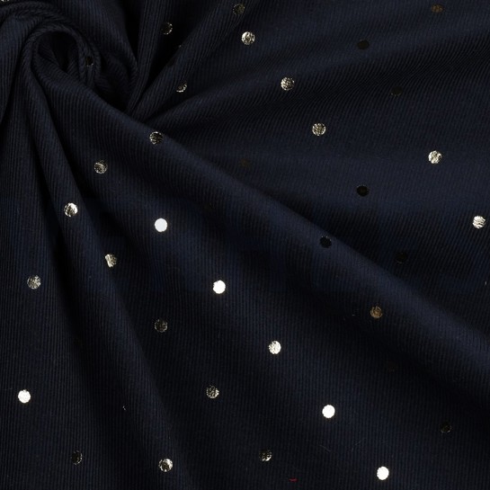 VELOURS MILLERAIES OR FEUILLE POINTS BLEU MARINE #7