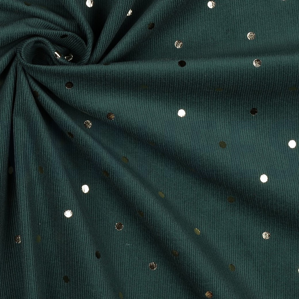 BABYCORD GOLD FOIL DOT DARK GREEN #3