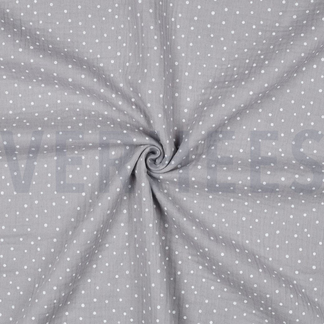 DOUBLE GAUZE LITTLE DOTS GREY #3