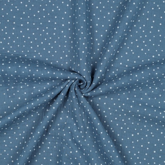 DOUBLE GAUZE LITTLE DOTS BLUE #7
