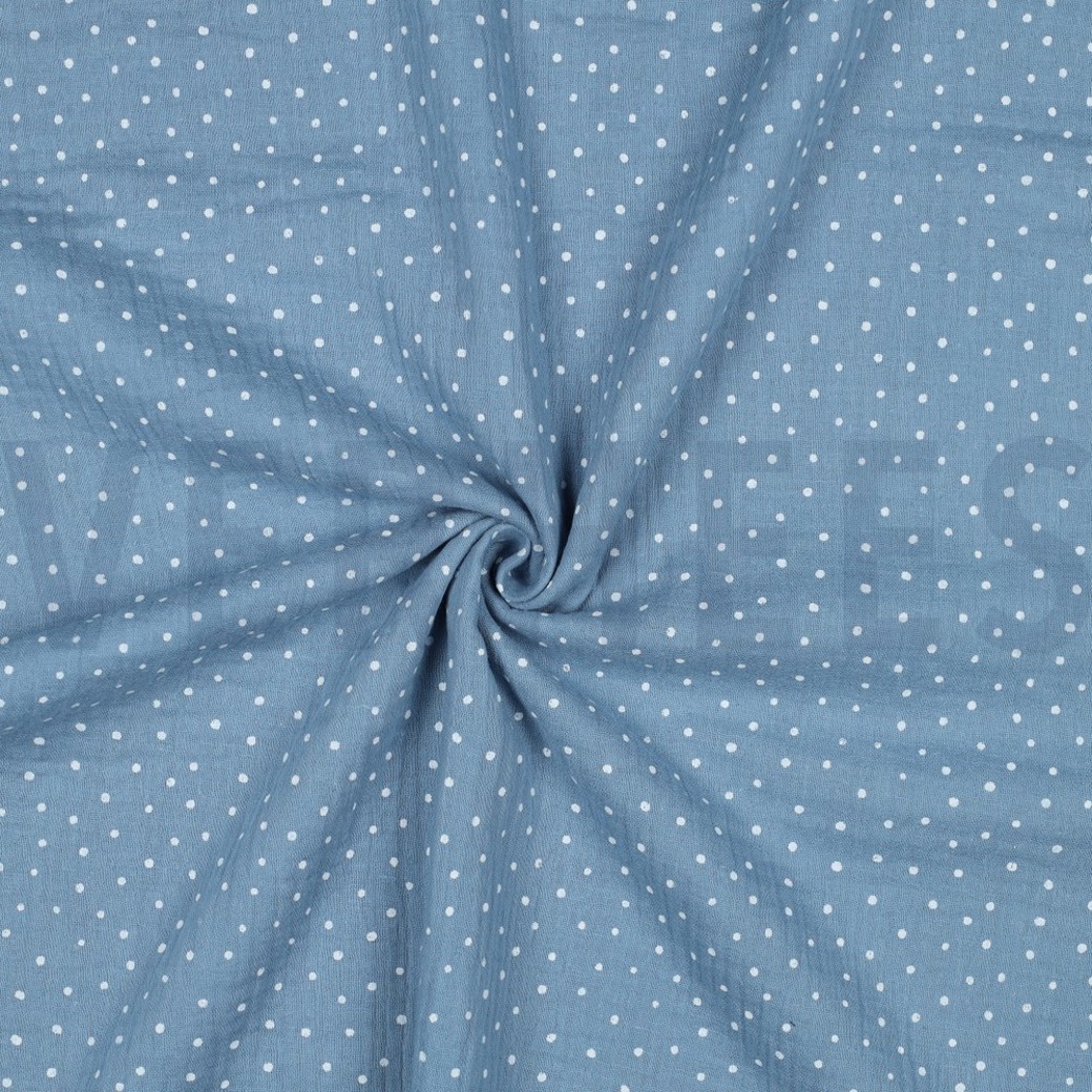 DOUBLE GAUZE LITTLE DOTS LIGHT BLUE #3