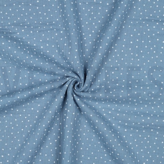 DOUBLE GAUZE LITTLE DOTS LIGHT BLUE #7