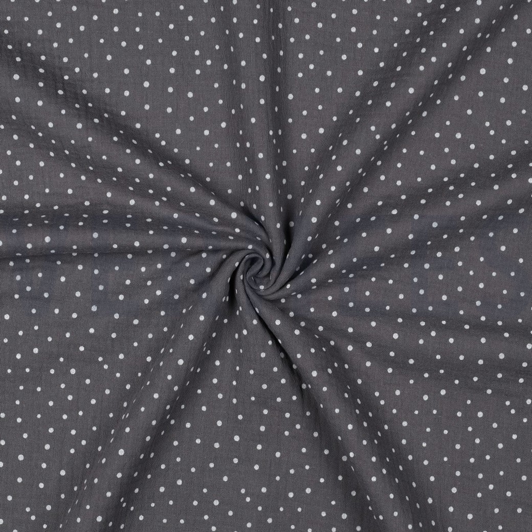 DOUBLE GAUZE LITTLE DOTS DARK GREY #3