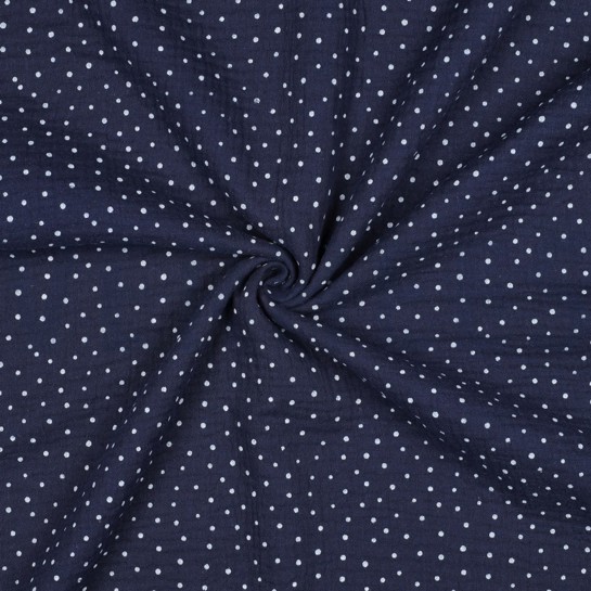 DOUBLE GAUZE LITTLE DOTS NAVY #7