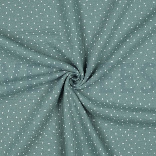 DOUBLE GAUZE LITTLE DOTS OLD GREEN #7