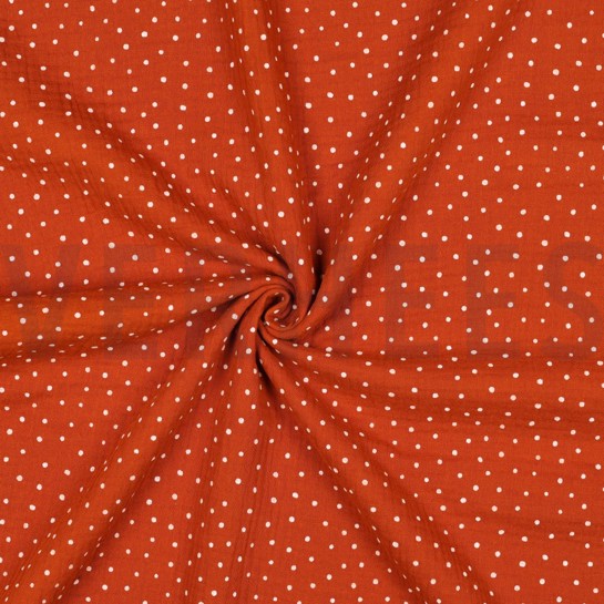 DOUBLE GAUZE LITTLE DOTS RUST #7