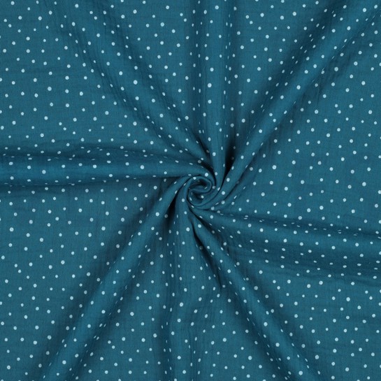 DOUBLE GAUZE LITTLE DOTS PETROL #7