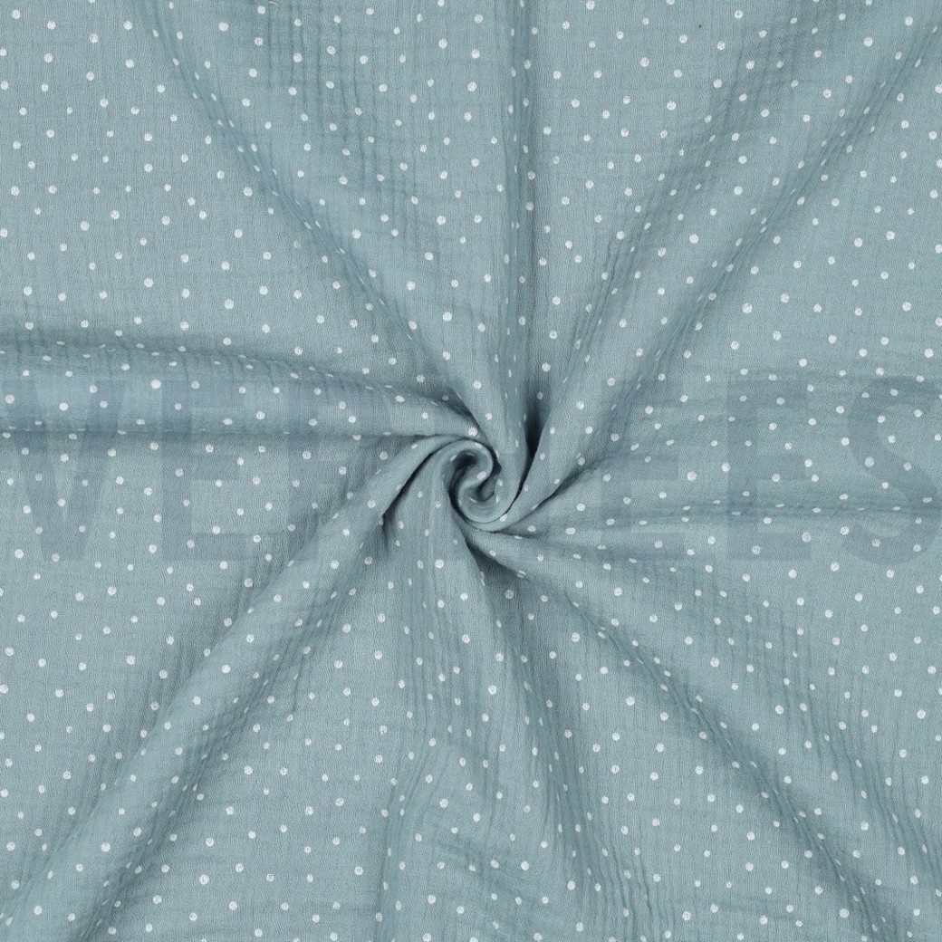 DOUBLE GAUZE LITTLE DOTS AQUA #3