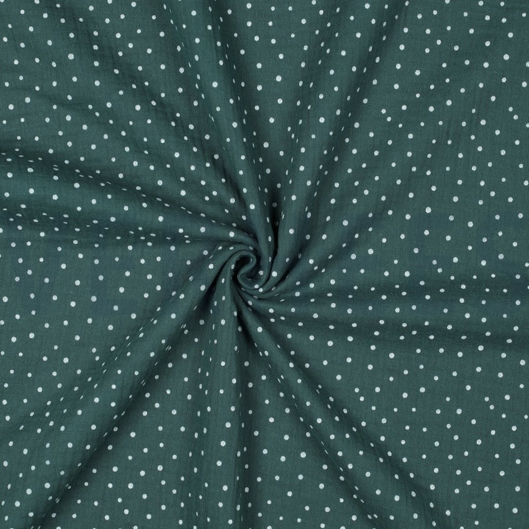 DOUBLE GAUZE LITTLE DOTS DARK GREEN #3