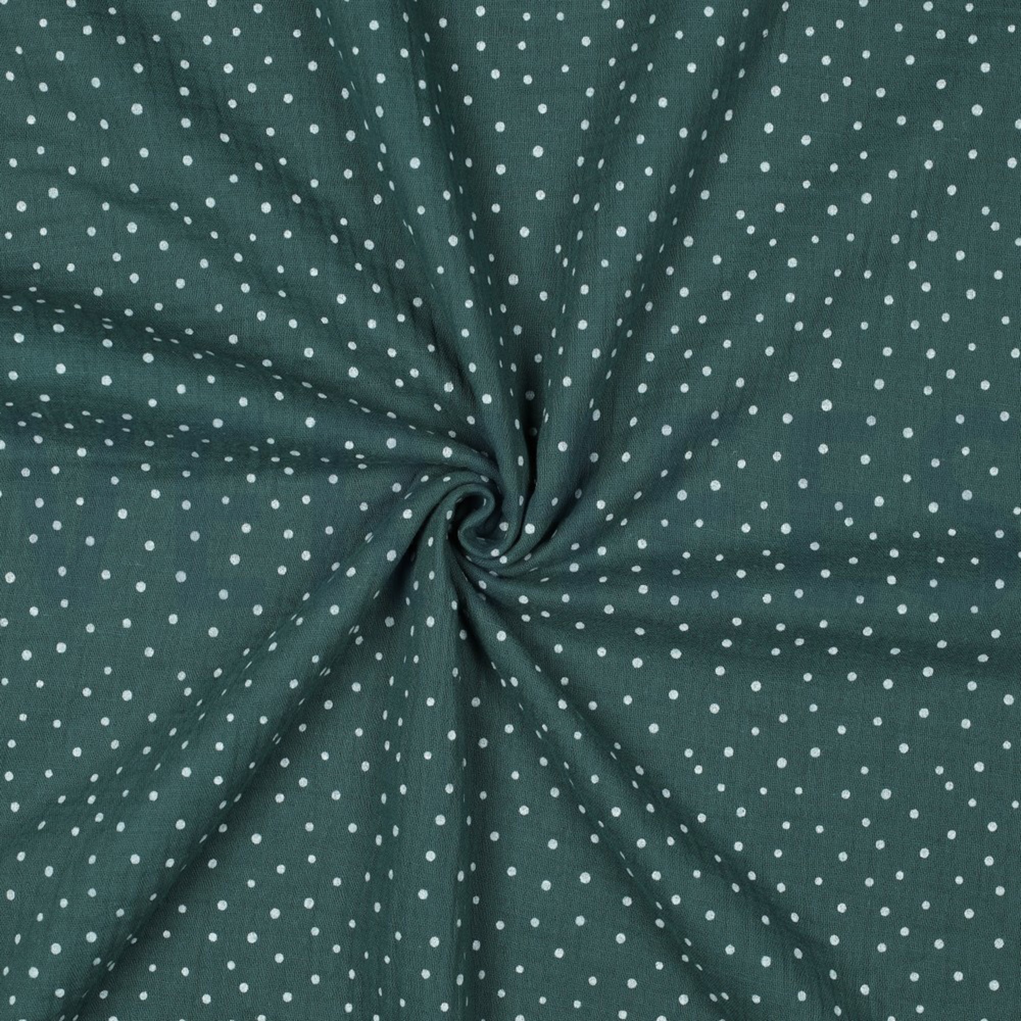 DOUBLE GAUZE LITTLE DOTS DARK GREEN (high resolution) #3