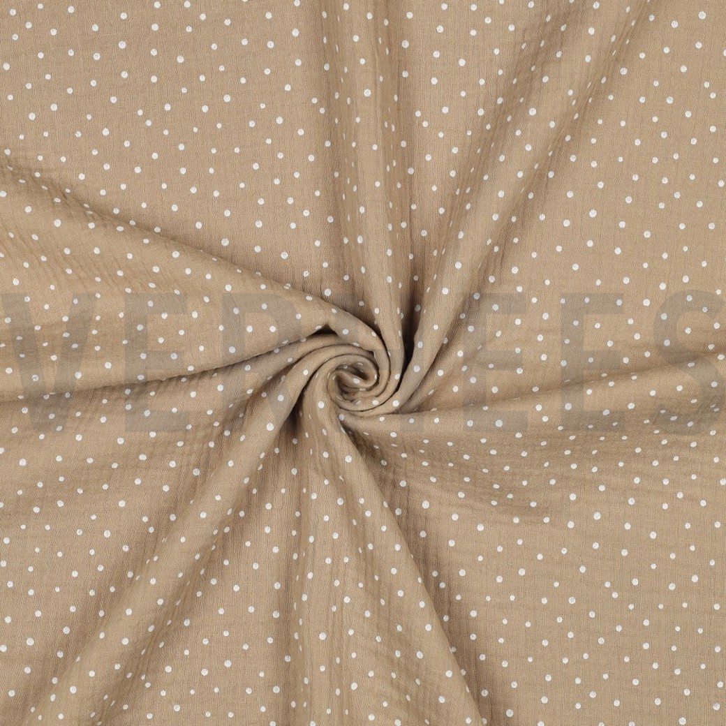 DOUBLE GAUZE LITTLE DOTS BEIGE #3